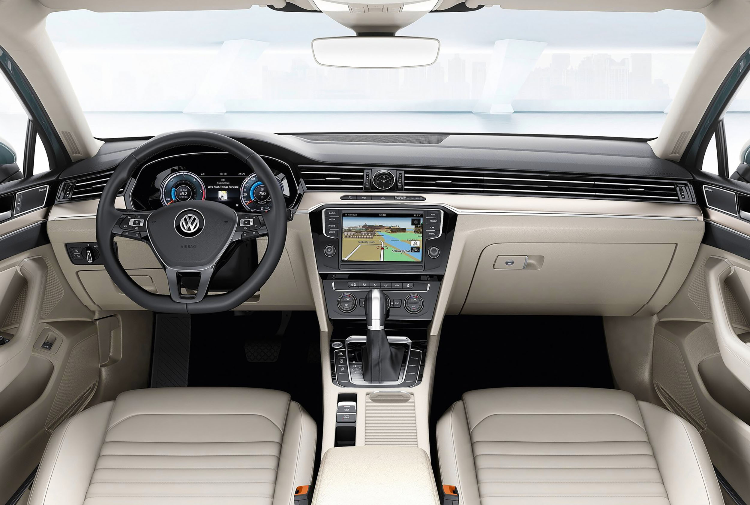 Alfa rent a car Cluj Napoca airport Avram Iancu VW Passat Variant B8 Interior Front Seasts Dashboard Design inchirieri auto aeroport